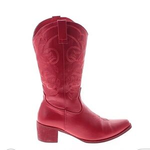 IUV Red Embroidered Western Cowboy Boots